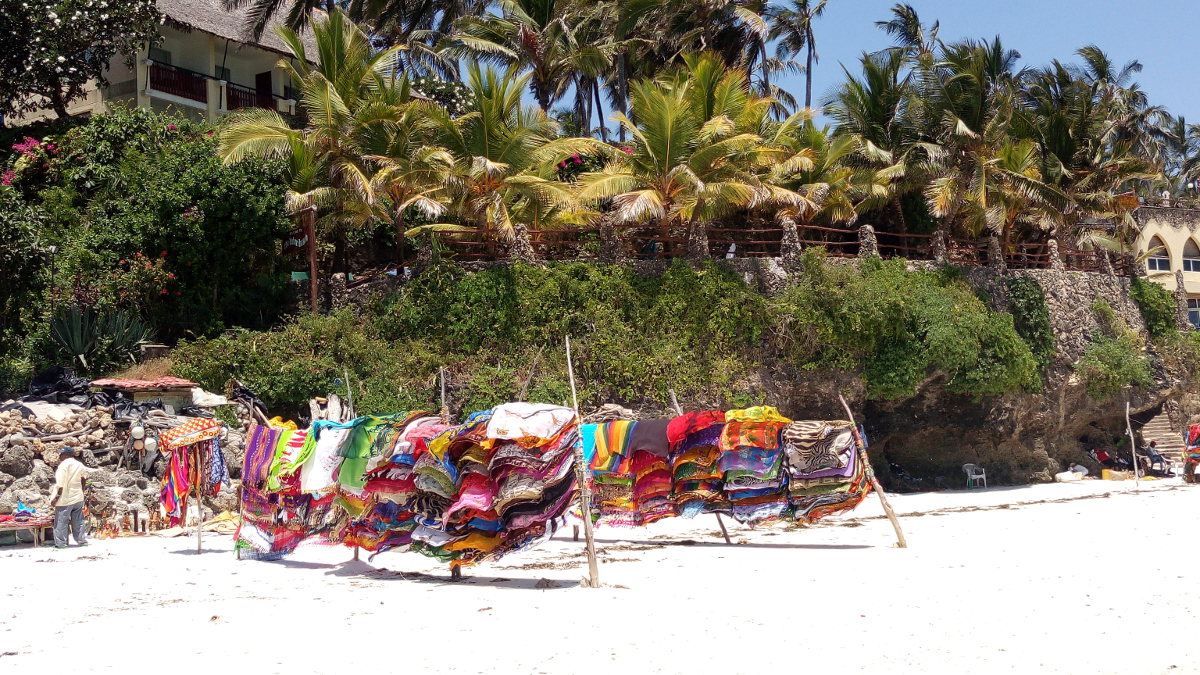 Fabrics for sale on Nyali Beach, Kenya